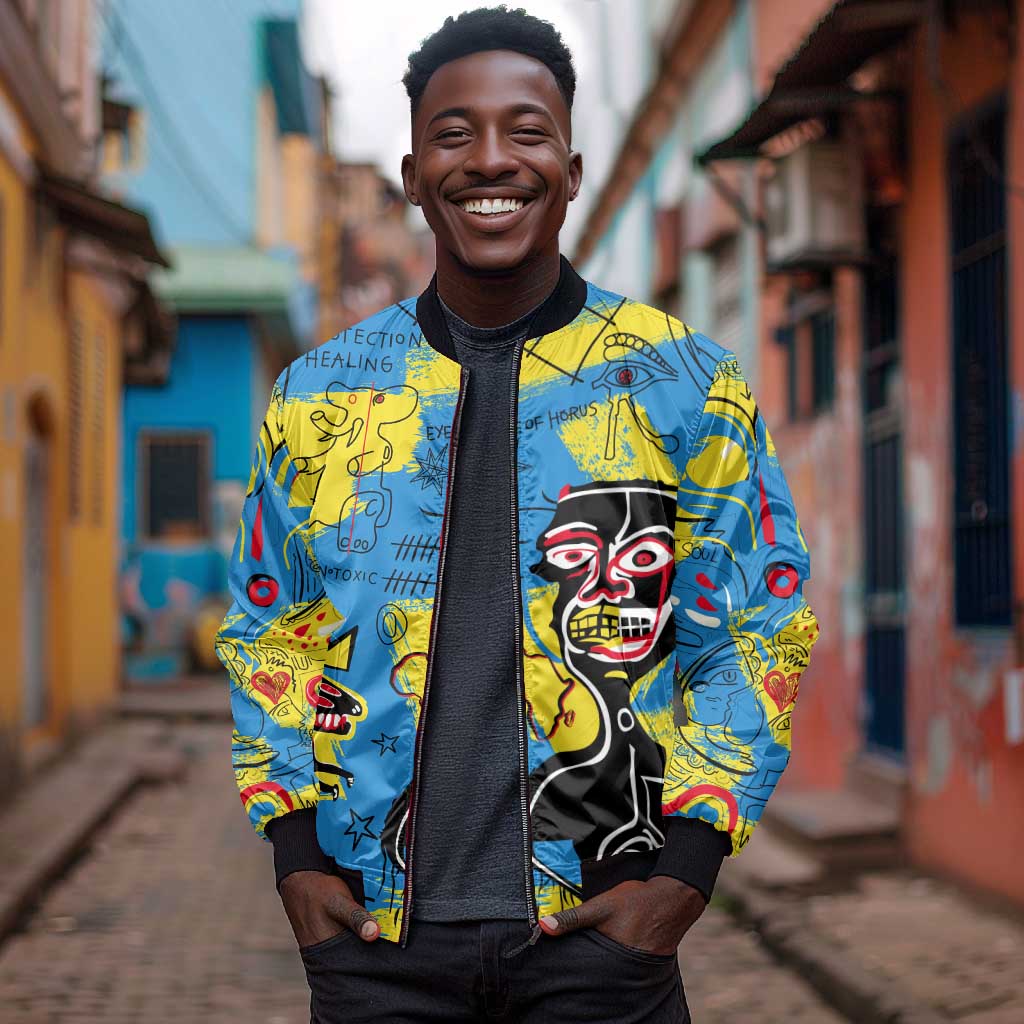 African Art Viva Underground Psychedelic Vintage Style Bomber Jacket