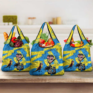 African Art Viva Underground Psychedelic Vintage Style Grocery Bag
