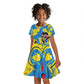 African Art Viva Underground Psychedelic Vintage Style Kid Short Sleeve Dress