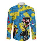 African Art Viva Underground Psychedelic Vintage Style Long Sleeve Button Shirt