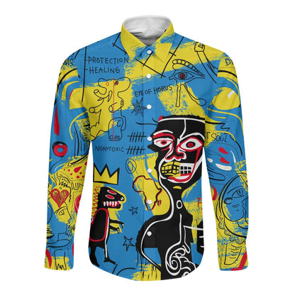 African Art Viva Underground Psychedelic Vintage Style Long Sleeve Button Shirt