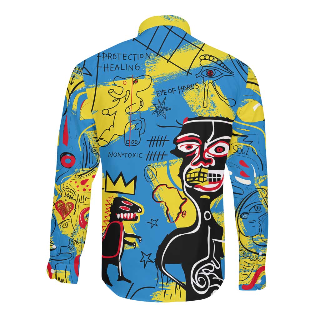 African Art Viva Underground Psychedelic Vintage Style Long Sleeve Button Shirt