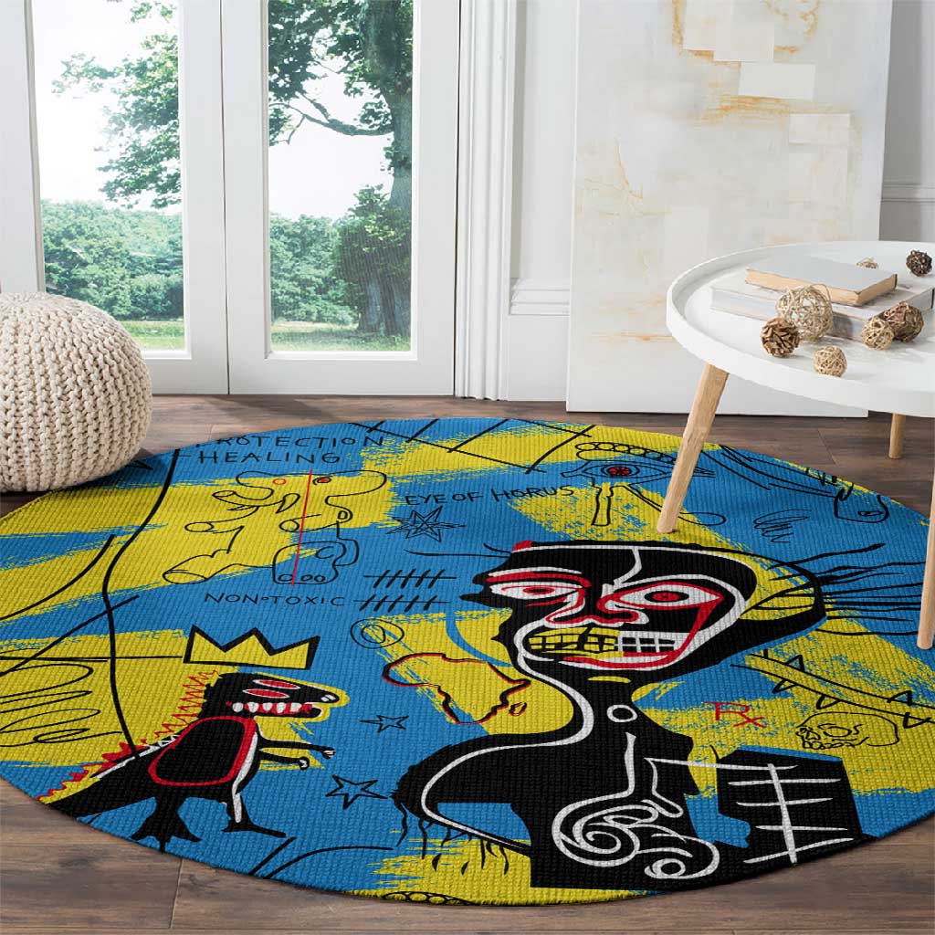 African Art Viva Underground Psychedelic Vintage Style Round Carpet