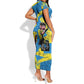 African Art Viva Underground Psychedelic Vintage Style Short Sleeve Bodycon Dress DT02