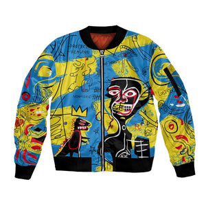 African Art Viva Underground Psychedelic Vintage Style Sleeve Zip Bomber Jacket