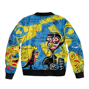 African Art Viva Underground Psychedelic Vintage Style Sleeve Zip Bomber Jacket