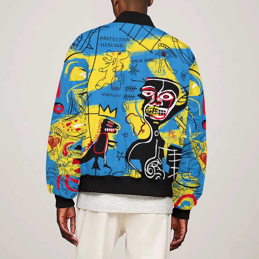 African Art Viva Underground Psychedelic Vintage Style Sleeve Zip Bomber Jacket