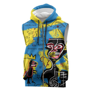 African Art Viva Underground Psychedelic Vintage Style Sleeveless Zip Hoodie - African Pride