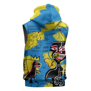 African Art Viva Underground Psychedelic Vintage Style Sleeveless Zip Hoodie - African Pride