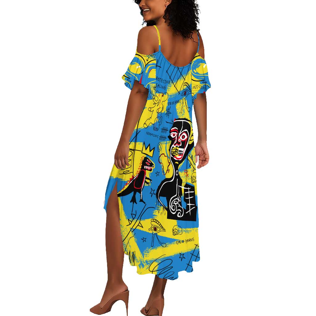 African Art Viva Underground Psychedelic Vintage Style Summer Maxi Dress