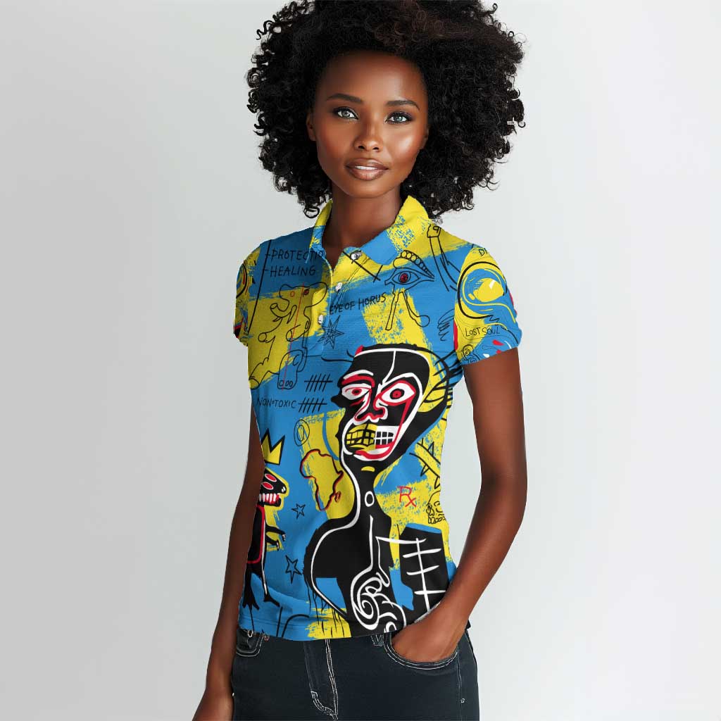 African Art Viva Underground Psychedelic Vintage Style Women Polo Shirt