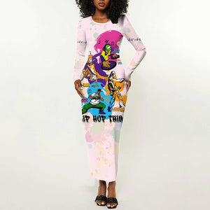 4 Elements Of Hip Hop Long Sleeve Bodycon Dress DT02