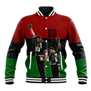 Mexico City 1968 African American Baseball Jacket Black Power Salute DT02