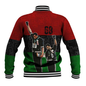 Mexico City 1968 African American Baseball Jacket Black Power Salute DT02