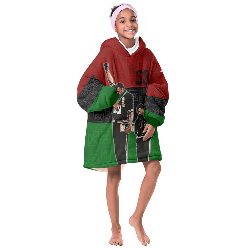 Mexico City 1968 African American KId Wearable Blanket Hoodie Black Power Salute