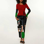 Mexico City 1968 African American Long Sleeve Bodycon Dress Black Power Salute DT02