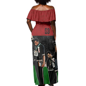 Mexico City 1968 African American Off Shoulder Maxi Dress Black Power Salute