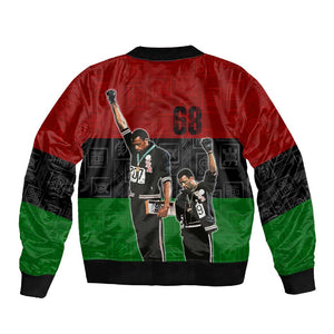 Mexico City 1968 African American Sleeve Zip Bomber Jacket Black Power Salute