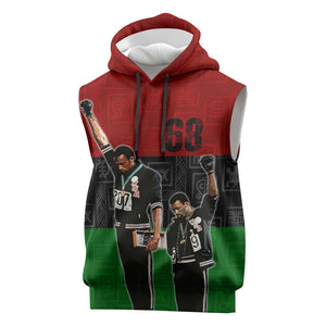 Mexico City 1968 African American Sleeveless Hoodie Black Power Salute - African Pride