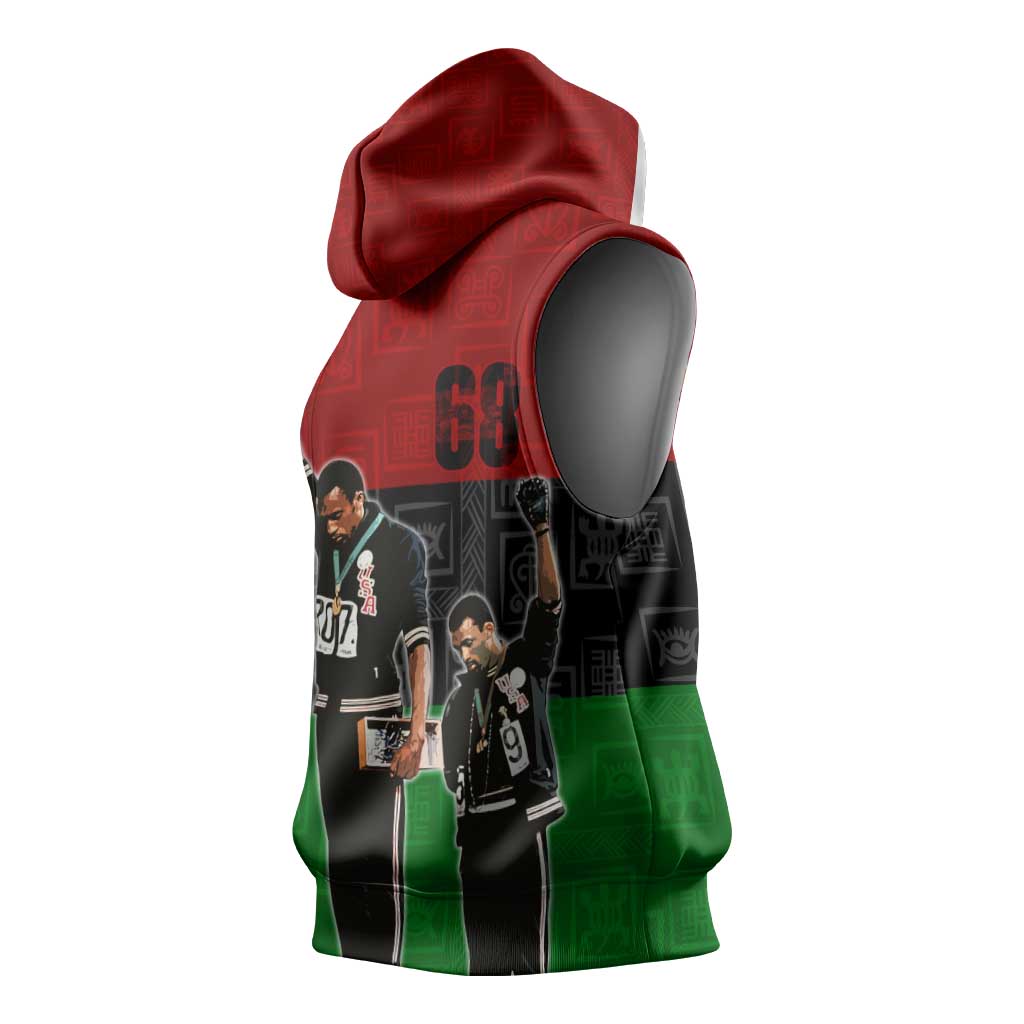 Mexico City 1968 African American Sleeveless Hoodie Black Power Salute - African Pride