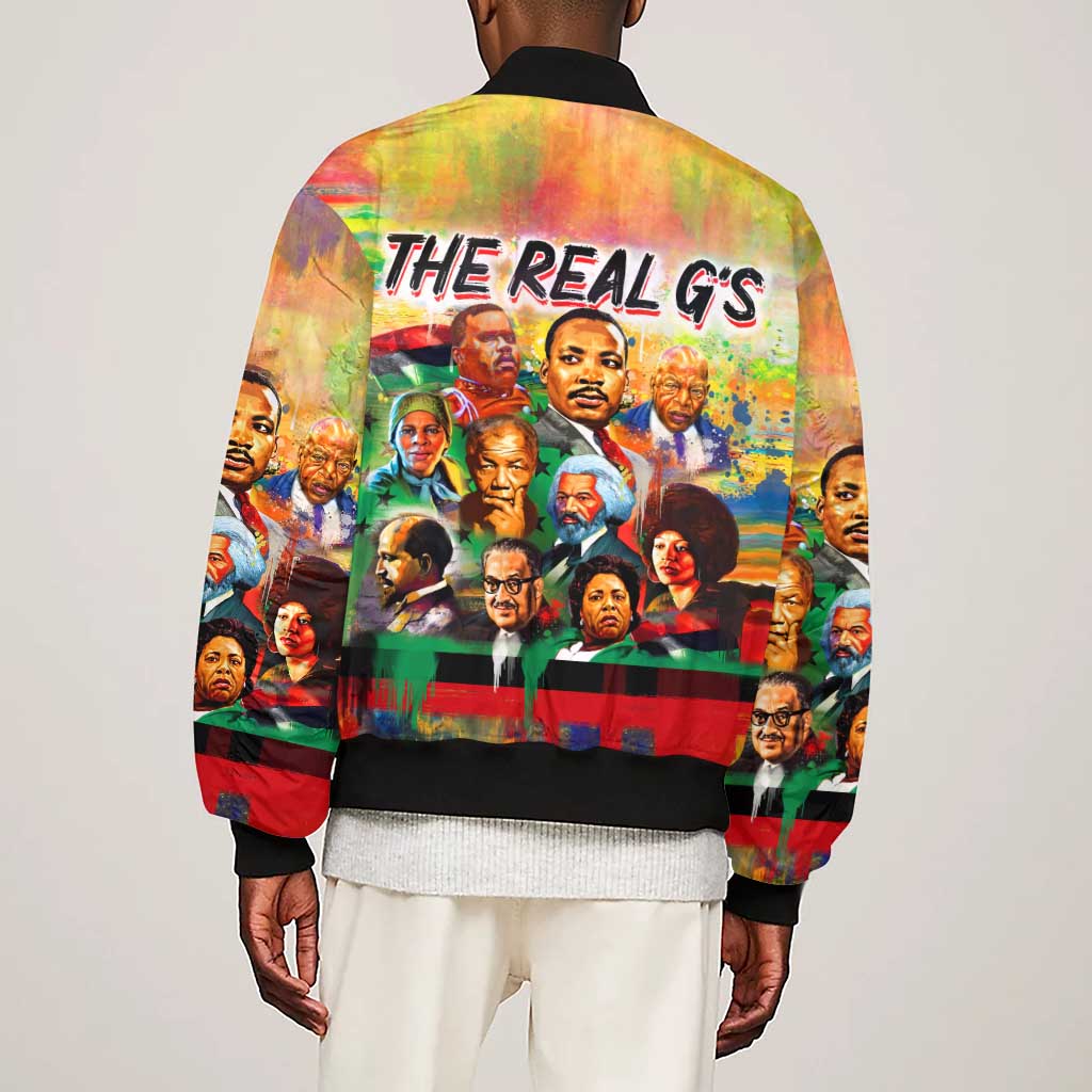 The Real G's Sleeve Zip Bomber Jacket Civil Rights Leaders