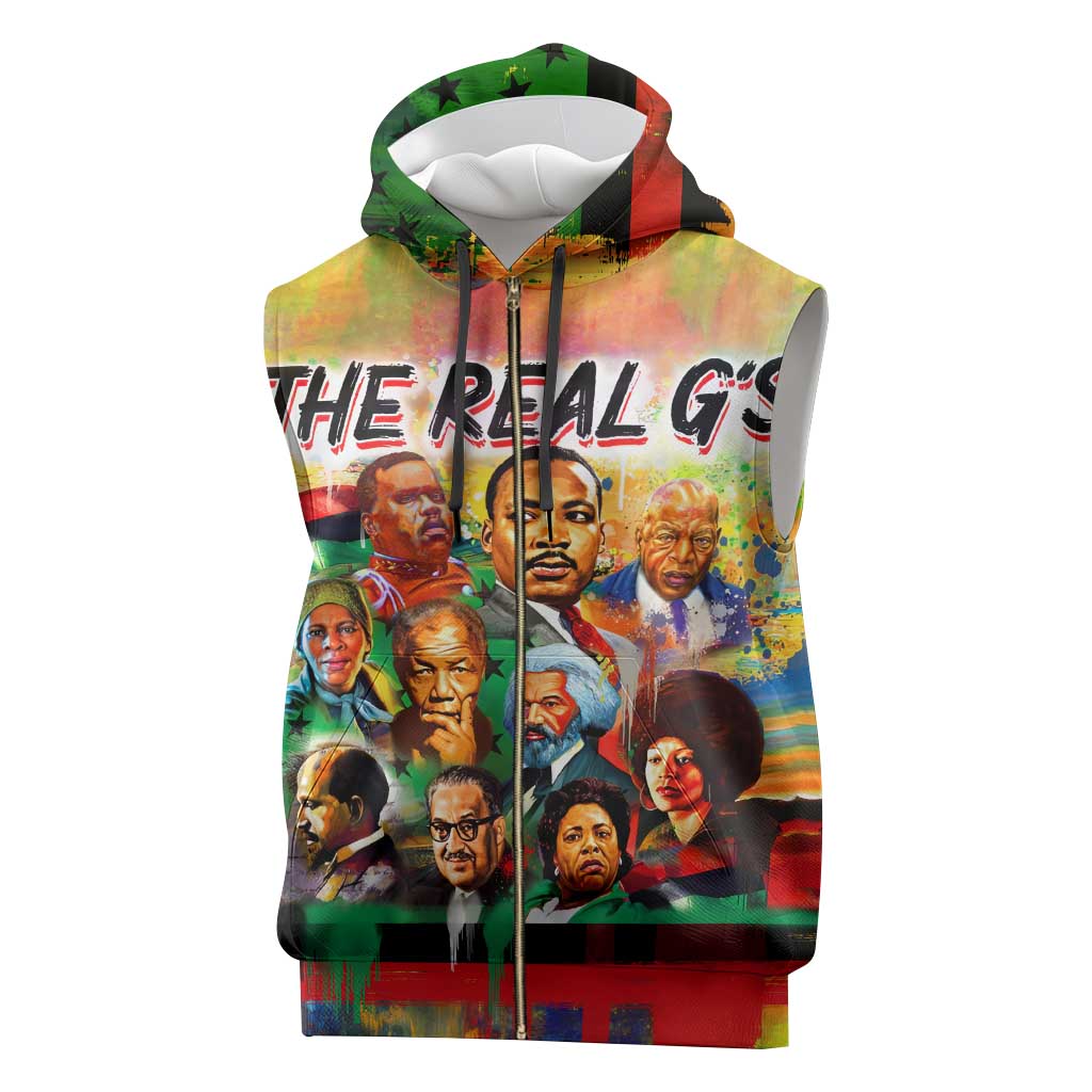 The Real G's Sleeveless Zip Hoodie Civil Rights Leaders - African Pride