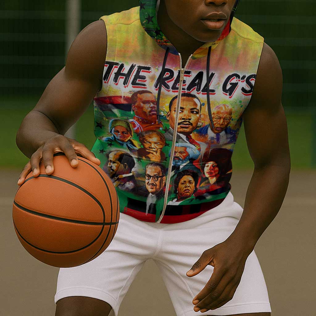 The Real G's Sleeveless Zip Hoodie Civil Rights Leaders - African Pride