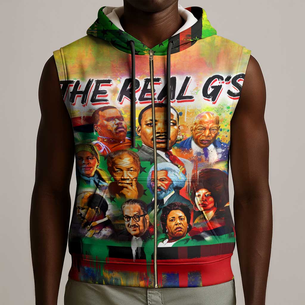 The Real G's Sleeveless Zip Hoodie Civil Rights Leaders - African Pride