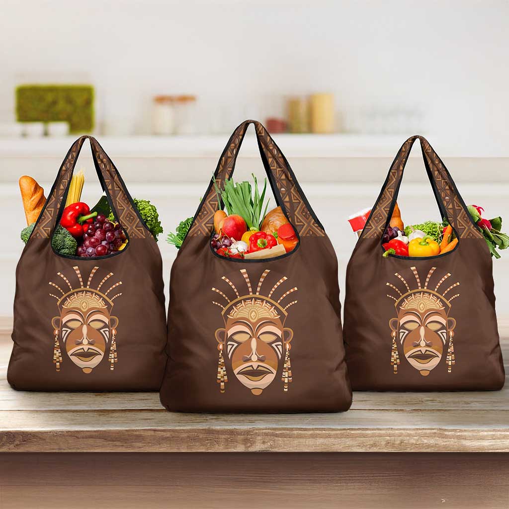 African Women Grocery Bag Tribal Ethnic Mask