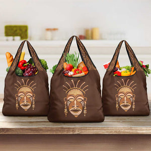 African Women Grocery Bag Tribal Ethnic Mask