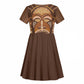 African Women Kid Short Sleeve Dress Tribal Ethnic Mask