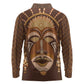 African Women Long Sleeve Polo Shirt Tribal Ethnic Mask