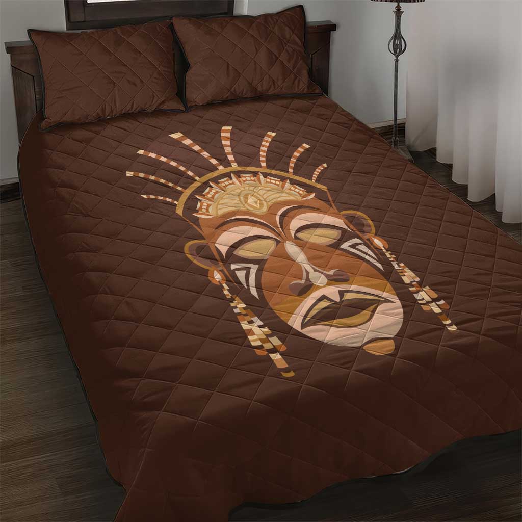 African Women Quilt Bed Set Tribal Ethnic Mask