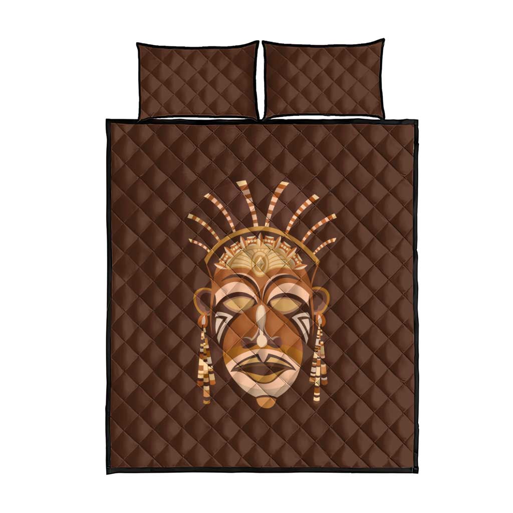 African Women Quilt Bed Set Tribal Ethnic Mask