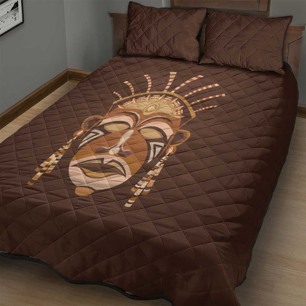 African Women Quilt Bed Set Tribal Ethnic Mask