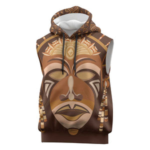 African Women Sleeveless Hoodie Tribal Ethnic Mask - African Pride