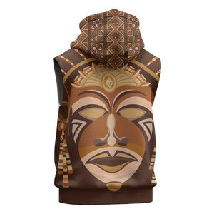 African Women Sleeveless Hoodie Tribal Ethnic Mask - African Pride