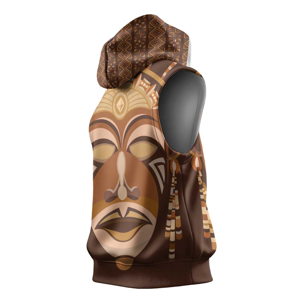African Women Sleeveless Hoodie Tribal Ethnic Mask - African Pride