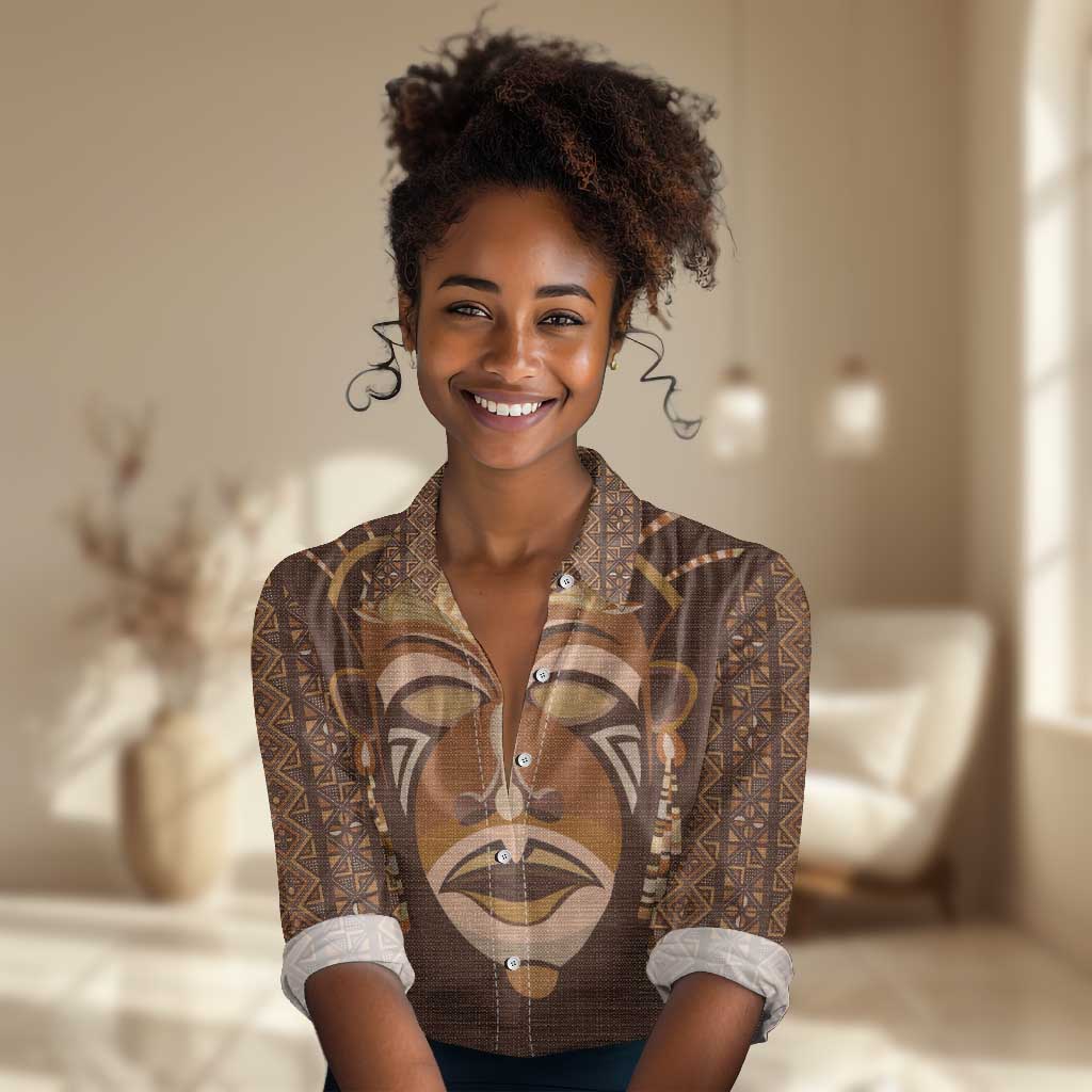African Women Women Casual Shirt Tribal Ethnic Mask DT02