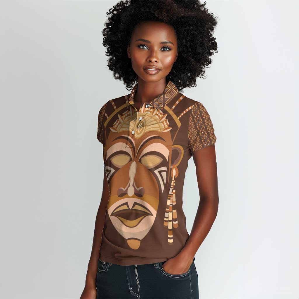 African Women Women Polo Shirt Tribal Ethnic Mask