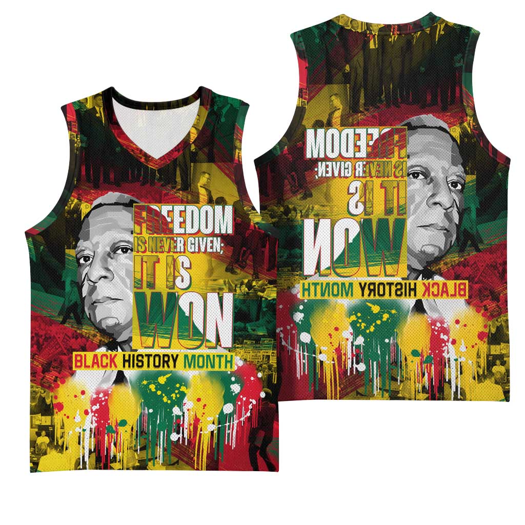 Freedom Is Never Given It Is Won Basketball Jersey Asa Philip Randolph - African Pride