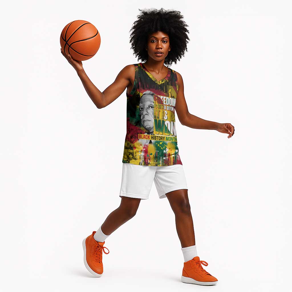 Freedom Is Never Given It Is Won Basketball Jersey Asa Philip Randolph - African Pride
