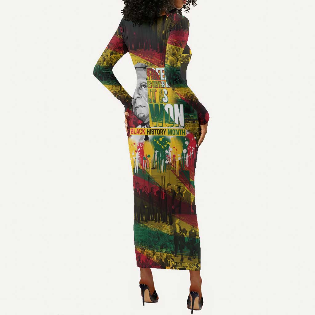 Freedom Is Never Given It Is Won Long Sleeve Bodycon Dress Asa Philip Randolph DT02