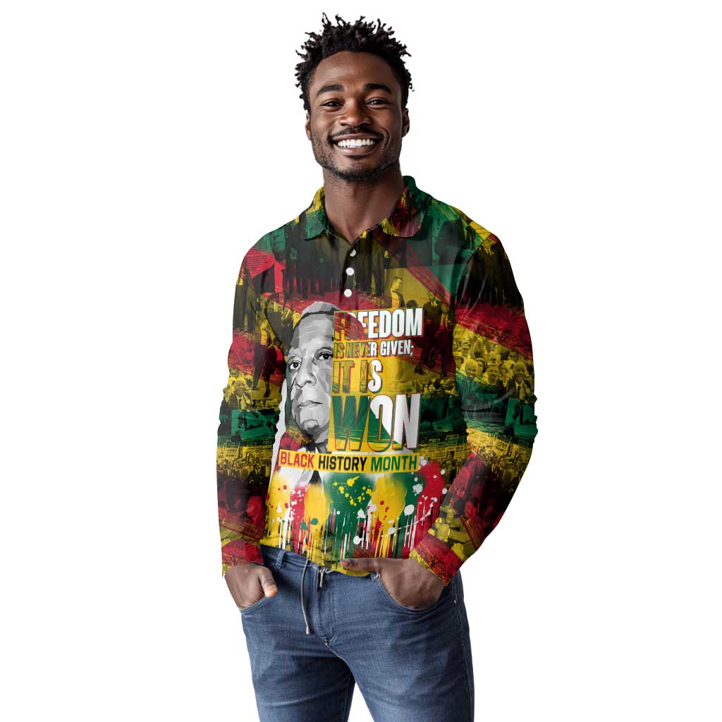 Freedom Is Never Given It Is Won Long Sleeve Polo Shirt Asa Philip Randolph
