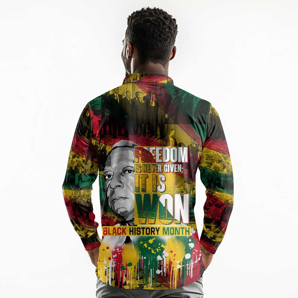 Freedom Is Never Given It Is Won Long Sleeve Polo Shirt Asa Philip Randolph