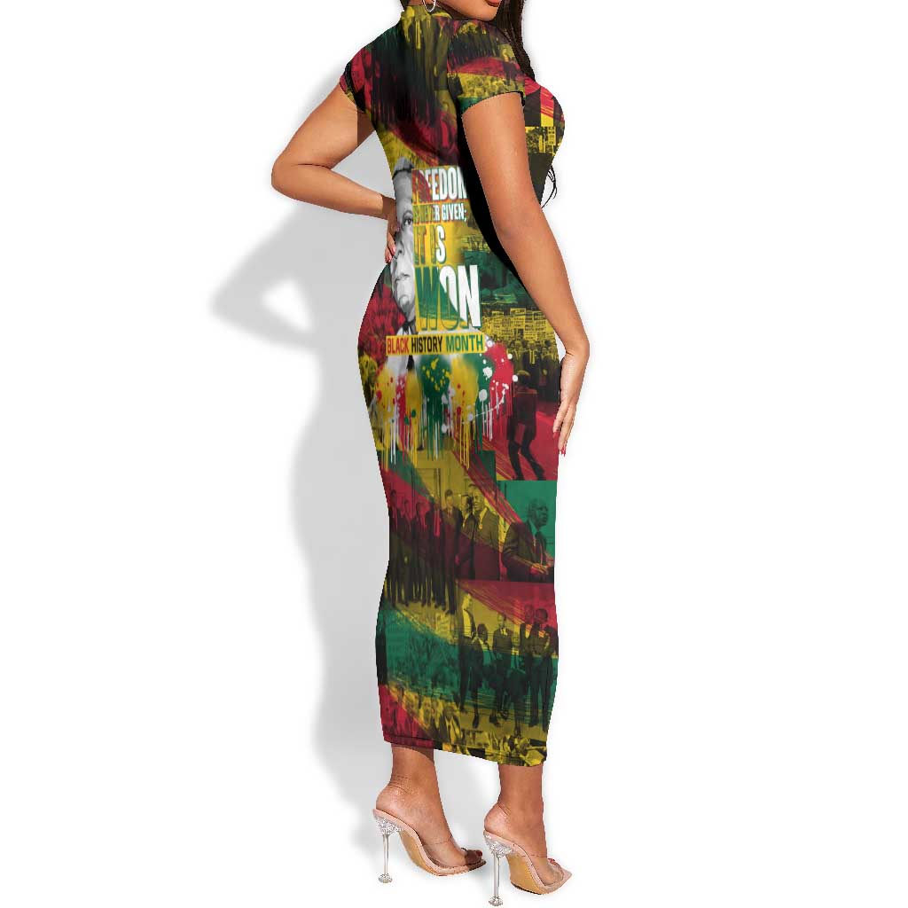 Freedom Is Never Given It Is Won Short Sleeve Bodycon Dress Asa Philip Randolph DT02