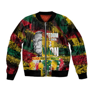 Freedom Is Never Given It Is Won Sleeve Zip Bomber Jacket Asa Philip Randolph