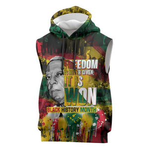 Freedom Is Never Given It Is Won Sleeveless Hoodie Asa Philip Randolph - African Pride