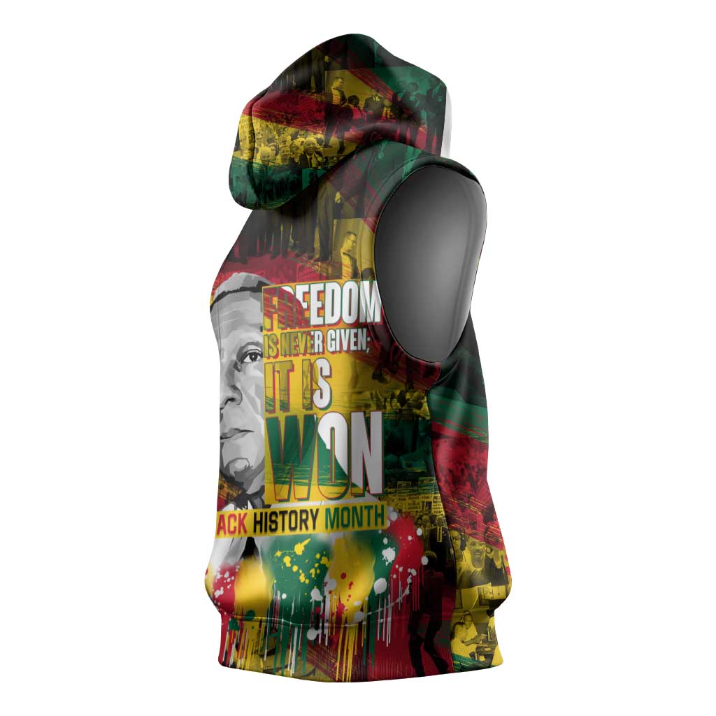 Freedom Is Never Given It Is Won Sleeveless Hoodie Asa Philip Randolph - African Pride