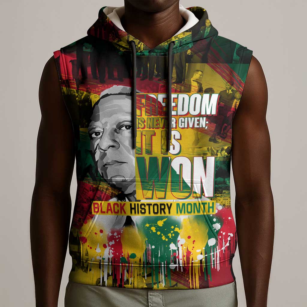 Freedom Is Never Given It Is Won Sleeveless Hoodie Asa Philip Randolph - African Pride